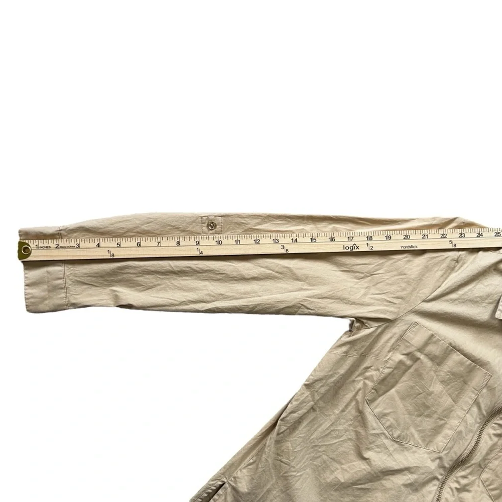 Women's Michael Kors Tan Khaki Half Zip-Up Shirt, Size Medium, Button Sleeves